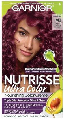 GARNIER Nutrisse Ultra Color Nourishing Permanent Hair Color CrÃ¨me , Medium Intense Magenta