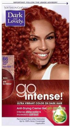 Dark and Lovely Go Intense Ultra Vibrant Permanent Hair Color , 66 Spicy Red