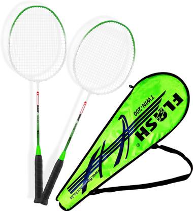FLASH TWIN 200 BADMINTON KIT Green Strung Badminton Racquet