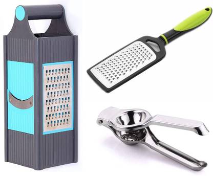 LAPREX Lemon Squeezer Presser for Kitchen and 4 in 1 Slicer and Grater and Plastic Vegetable Kitchen Grater/Cheese Shredder with Grip Handle Kitchen Tool Set