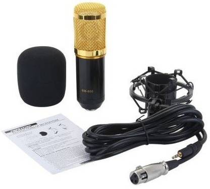 MEZIRE ®BM-800 Sound Studio Recording Dynamic Professional Condenser Microphone Set Gel Shock Mount Golden BM-800 Kit Mic Singing Audio BM 800 Youtube Accessories Cable Recorder Noise Cancellation Portable Microphone (Black & Gold)#Quality Assurance Microphone Accessories Kit