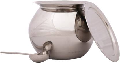 PREMIUM Pongal Pot (Gundu) 2.2 Ltr(FREE Lid and Ladle)-Stainless Steel पॉट 2.2 L ढक्कन के साथ