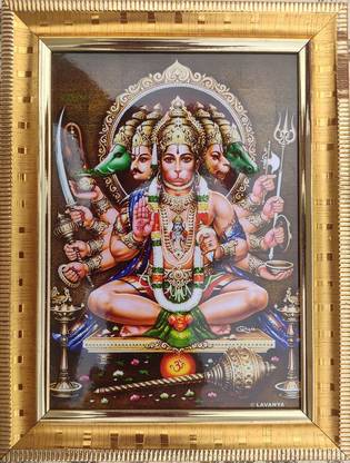 SAI BALAJI ACRALICS Panchmukhi Hanuman Religious Frame
