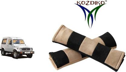 KOZDIKO Seat Belt Cushion Pillow Beige Black 2 pcs For Maruti Gypsy Seat Belt Buckle