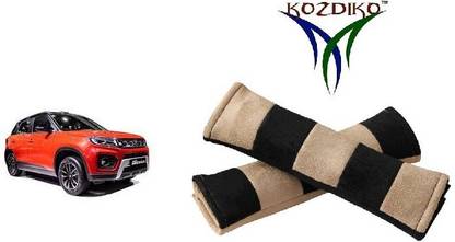 KOZDIKO Seat Belt Cushion Pillow Beige Black 2 pcs For Maruti Vitara Brezza Seat Belt Buckle
