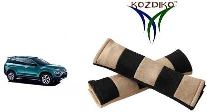 KOZDIKO Seat Belt Cushion Pillow Beige Black 2 pcs For Tata Safari Seat Belt Buckle