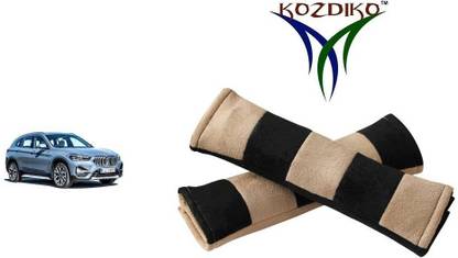 KOZDIKO Seat Belt Cushion Pillow Beige Black 2 pcs For BMW X1 Seat Belt Buckle