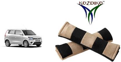 KOZDIKO Seat Belt Cushion Pillow Beige Black 2 pcs For Maruti WagnoR New Seat Belt Buckle