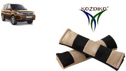 KOZDIKO Seat Belt Cushion Pillow Beige Black 2 pcs For Tata Safari Strome Seat Belt Buckle
