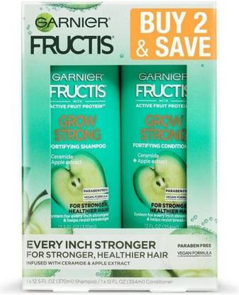 GARNIER Fructis Active Fruit Protein Grow Strong Fortifying Shampoo & Conditioner Twin Pack