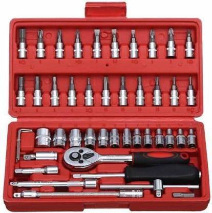 AVI CREATION 46 in 1 Pcs Tool Kit & Screwdriver and Socket Set Multi Purpose Combination Tool Case Precision Socket Set Standard Screwdriver Set (Pack of 46) Standard Screwdriver Set