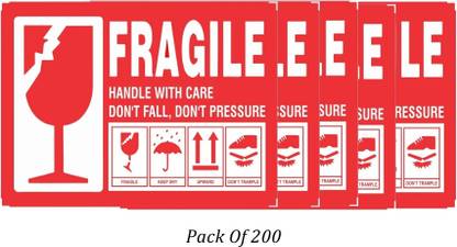 Ab Sab 10 cm Fragile Handle with Care Stickers Self Adhesive Warning Labels for Shipping Packing (200) Self Adhesive Sticker