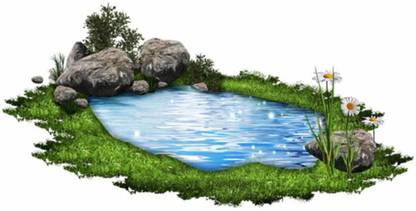 Jump up 90 cm Pond;;{{Grass''}}..Stone.} Self Adhesive Sticker
