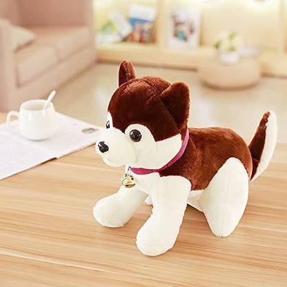Tickles Brown Soft Plush Husky Dog for Kids Stuffed Soft toy For Kids 25 cm - 25 cm
