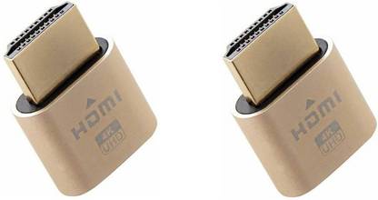 primsol Hdmi Dummy Plug HDMI Dummy Plug 4K, High Resolution Headless Virtual Monitor Display Adapter, Supports up to 3840x2160 HDMI Dummy Connector HDMI Connector (Golden) support macos, windows, linux os pack of 2 HDMI Connector