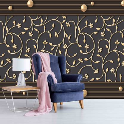 Guru Production Vinyl Floral & Botanical Grey, Orange Wallpaper