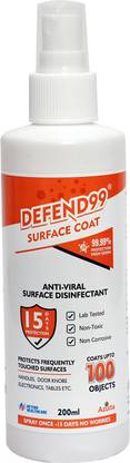 DEFEND99 Surface Coat Disinfectant Liquid Spray - 15 Days Surface Antimicrobial Coating - 200ml