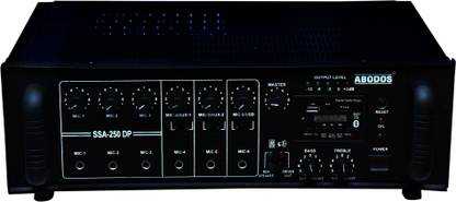 अबोडोस Professional SSA-250 DP High Quality Mosfet PA Amplifier with Bluetooth, FM , AUX ,USB Player, 6 Mic Input 250 W AV Power Amplifier (Black) 250 W AV पावर एम्पलीफायर
