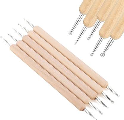 IKIS Ball Stylus Dotting Tools Set, Dual-Ended Design Modeling Tools for Embossing Pattern Sculpting Clay Pottery Modeling Tools, 5 Sizes
