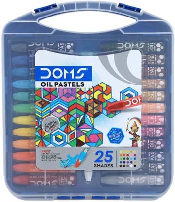 DOMS Non-Toxic Hexagonal Jumbo Oil Pastel Set in Plastic Carry Case (25 Shades x 2 Set)