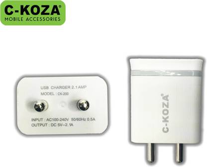 C KOZA 2.1 A Wall Charger for Mobile with Detachable Cable