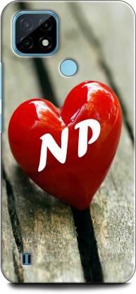 INDICRAFT Back Cover for Realme C21, RMX3201 N P, N LOVES P, NAME, LETTER, ALPHABET, NP LOVE, HART, BLUE