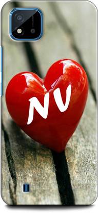 INDICRAFT Back Cover for Realme C11 2021, RMX3231 N V, N LOVES V, NAME, LETTER, ALPHABET, NV LOVE, HART, BLUE