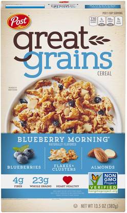 post Great Grains Blueberry Morning Cereal Box