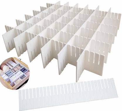 NH WORLD 6 PC's Adjustable Interlocking Drawer Clapboard Dividers Closet Partition-White Drawer Divider