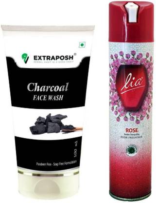 Extraposh CHARCOAL FACE WASH & LIA ROSE ROOM FRESHNER
