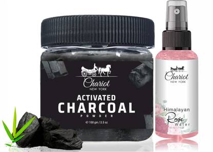 Chariot New york Activated Charcoal Powder 100 gm and Rose Water 50 ml