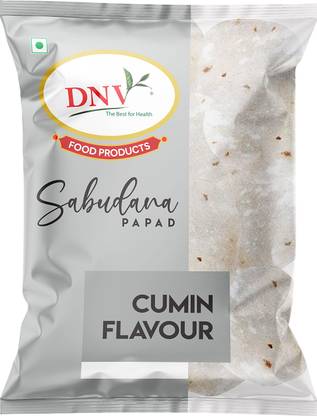 DNV Natural Cumin Jeera Flavour Sabudana Papad Pack of 4 Masala Papad (Pack of 4)