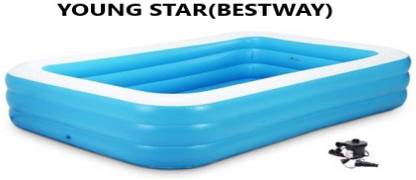 YOUNG STAR PREMIUM QUALITY HEAVY DUTY JUMBO PREMIUM 10 FEETS LENGTH AND 6 FEETS WIDTH ,3 LAYERS FULL FAMILY SIZE RECTANGULAR WATER BATH SWIMMING POOL WITH DRAINAGE VALVE AT BOTTOM FOR KIDS AND ADULTS . BEST SELLER ,PEOPLE CHOICE 10FEETS JUMBO FAMILY WATER SWIMMING POOL FOR ALL AGE GROUP FAMILY MEMBERS. Inflatable Swimming Pool WITH electric air pump