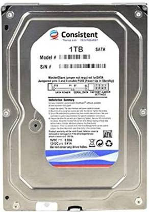 Consistent 3.5 1 TB Surveillance Systems, Desktop Silver SATA Internal Hard Disk Drive (HDD) (SUEVEILLANCE 1TB 2YEAR)