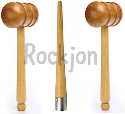 Rockjon Cricket Bat Double Sided Knocking Hammer with Cricket Bat Handle Cone Wooden Bat Mallet