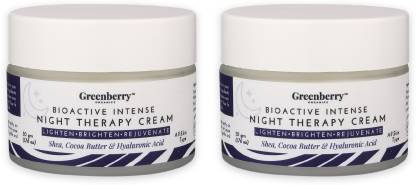 Greenberry Organics Itense Night Therapy Cream for Skin Brightening & Anti Ageing Effect, 50 Grams X 2 Jars
