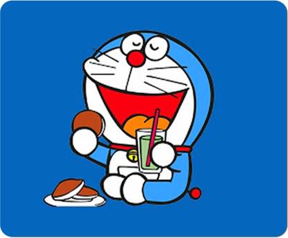 CustomEra Doraemon Eat Design Printed Mousepad for PC/Laptop Rubber Base, Laser and Optical Mouse Compatible | Anti-Skid Base Mousepad Mousepad
