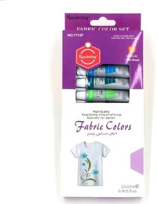 keepsmiling izone fabric Set - 12 Pieces, 12 ml Tubes - Ideal for fabric Painting - Brilliant, lightfast fabric Colours with Great Opacity - Perfect for Beginners, Professionals and Artists