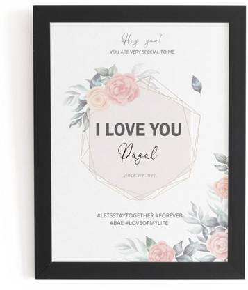 Beautum I Love You Pagal Name Printed Unique Digital Reprint 9inch x 13inch Painting Model No:BPLU008530 Digital Reprint 13 inch x 9 inch Painting
