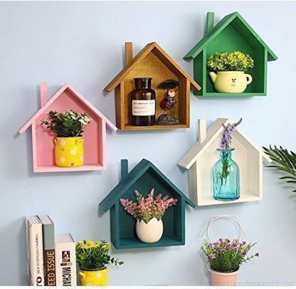 Umar Enterprises Wall shelf Hut Lodge House Shaped Shelf Wall Mounted Wooden Shelves Hut Display / Storage Unit Kids Room Shelf MDF MDF (Medium Density Fiber) Wall Shelf