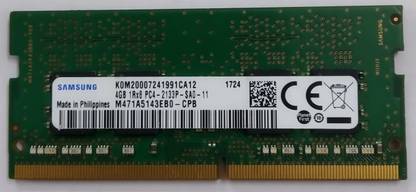 Samsung PC4-2133P , 1RX8 , SODIMM LAPTOP MEMORY DDR4 4 GB (Single Channel) Laptop (M471A5143EB0-CPB)