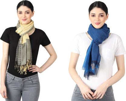 FLYER Woven, Striped, Self Design, Solid Viscose, Cotton Viscose Blend Girls Stole, Scarf, Fancy Scarf