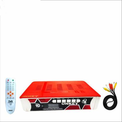 UNKEY DTH Digital Satellite Receiver Ready Set Top Box d2h Direct to Home Red DTH Box (Free to Air) Media Streaming Device