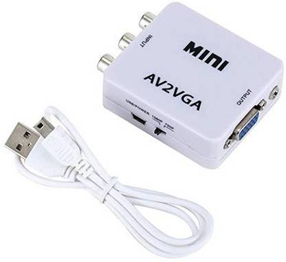 TERABYTE TB03 AV to VGA Converter Box High Speed AV RCA to VGA Video with Audio to PC HDTV Converter Media Streaming Device