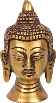indeasia srijan Handcrafted Golden Brass Buddha Face Statue. Decorative Showpiece  -  7.5 cm