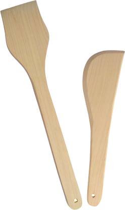Mayflower Pine Wood - Natural Wooden Cooking Spoon Utensils Set - Dosa Turner - Frying Spoon -Palta - Non Stick Cookware - Pack of 2 Wooden Spatula