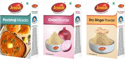 jenish Pav Bhaji Masala(100gram) Onion Powder(100gram) Dry Ginger Powder(100gram) Combo_Pack of 3 Spice