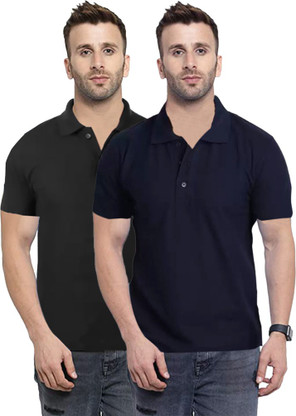Solid Men Dark Green, Blue T-Shirt 