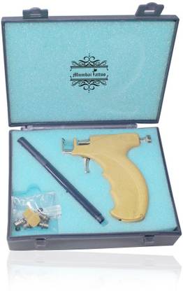 Aravli Tattoo Stainless Steel Safe Ear Nose Navel Piercing Gun - Yellow Permanent Tattoo Kit
