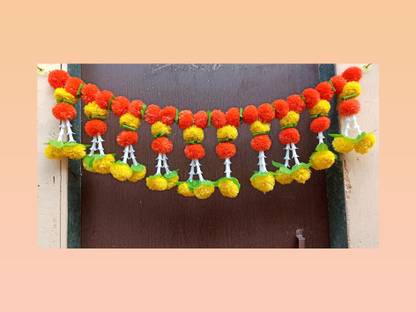 Afarza Artificial Marigold Flower Toran for Home Decoration Main Entrance Door Hanging Toran